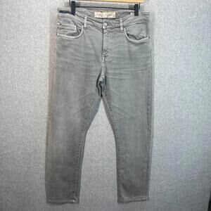 Teleria Zed Jeans Men 32x29 Gray Cobra 19A Selvedge Stretch Straight Leg Denim